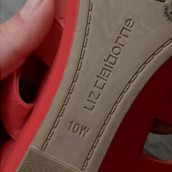 Liz Claiborne Rhodes Coral Wedge Heeled Sandals Women’s Size 10W Zip Closure - Picture 7 of 12
